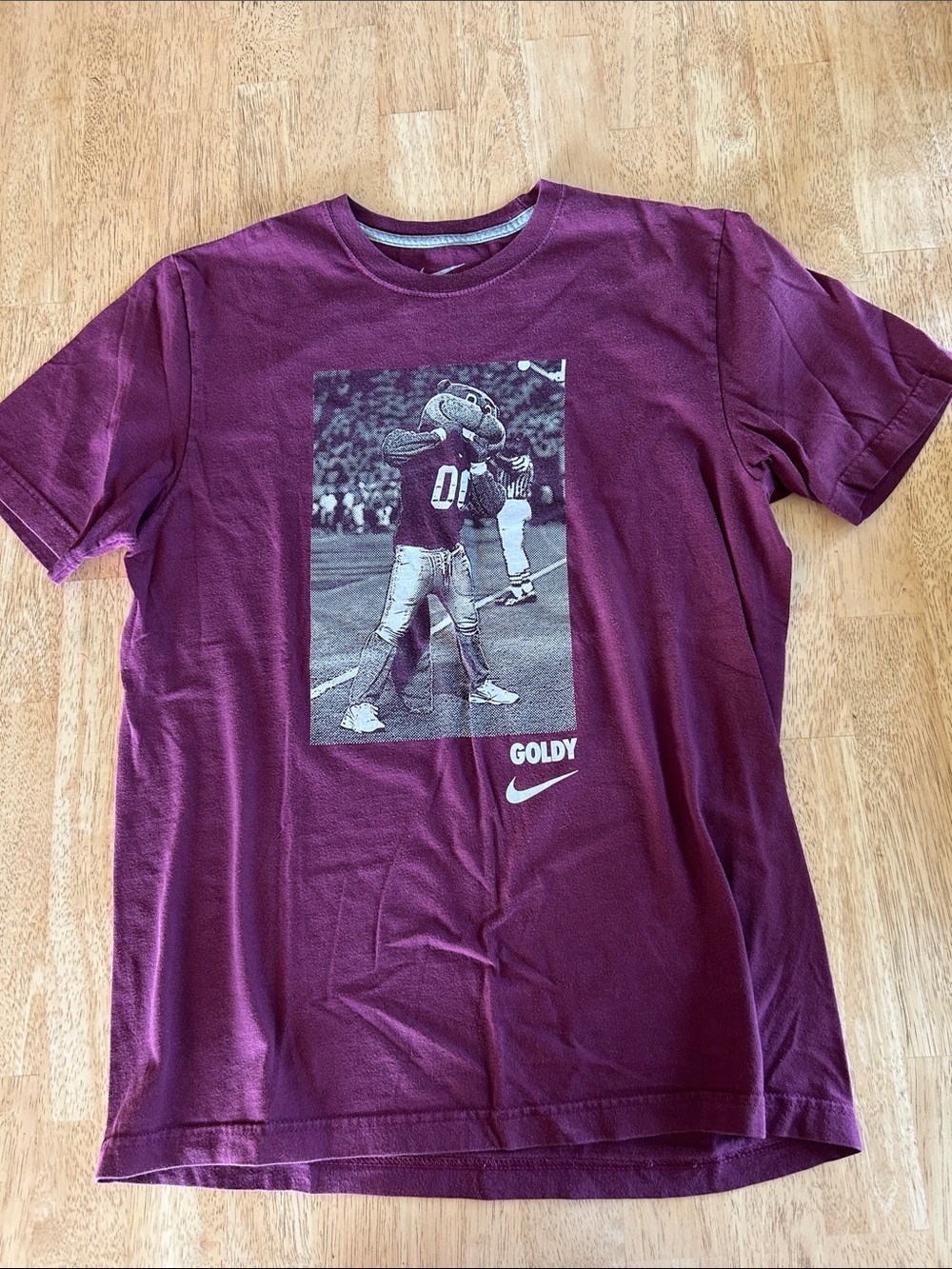 Nike Maroon Goldy Mascot Graphic Short Sleeve Tee